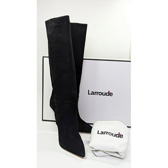 Larroude Kate Heels Boots Black Suede Knee High Stiletto Size 9 (MSRP $525) - Picture 3 of 12